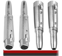 MKBKLLJY 4PCS XLR 3 Pin Female to 1/4" 6.35mm Female Adapter Jack Socket Audio Gender Changer Connector Kit Zinc Alloy Metal Case Silver with Cable Tie, Compatible with Microphone Stereo Mixer