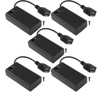 MKBKLLJY 5 PCS 2 AA Battery Box Holder with USB Female Cable Socket 2 AA Power Supply Battery Case Box with ON-Off Switch, for Mini Fan Light, Toy RC Car, LED Strip