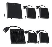 MKBKLLJY 5 Pcs 4 AA Battery Holder, USB Female Socket, 4 x 1.5V AA Battery Box Holder with Cover (Batteries are not included), ON/OFF Switch, screw,for Arduino RC LED Strip