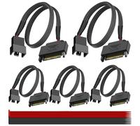 MKBKLLJY 5PCS 15-Pin SATA High Power PC Fan Adapter Cable 10.6inch/27cm Black Sleeved Braided 24AWG Computer Cooler Cooling Fan Splitter with Cable Tie, for 3-Pin / 4-Pin PWM Connector