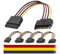 MKBKLLJY 5PCS 15 Pin SATA Power Extension Cable SATA Male to Female Extender Cable Cord Adapter Hard Drive Power Cable SSD Power Cable With Cable Tie, for ATA HDD DVD Burners PCI Cards (30cm/12inch)