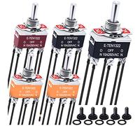MKBKLLJY 5Pcs AC 15A 250V 20A 125V Heavy Duty Rocker Toggle Switch 6 Pin DPDT ON/Off/ON Metal Bat Switch with Waterproof Boot Cap Cover&Terminal Wires for Car Auto Boat Marine(Black/Orange/Brown)