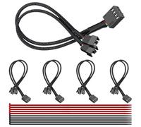 MKBKLLJY 5PCS All Black Sleeved PWM Fan Splitter Cable 1 to 2 Converter PC Fan Extension Cable Black Braided Adapter with Cable Tie, for 3/4 Pin PC Cooling Fans Computer ATX Case (10.6inch/27cm)