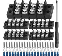 MKBKLLJY 5PCS Terminal Block 4 Circuits 4 Positions 450V 32A Dual Row Screw Terminals Strip with fork Spade Connectors M3 Screws Phillips Screwdriver for Power Supply Optical Fibers Communications Car
