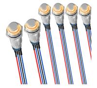 MKBKLLJY 6Pcs 12mm Latching Orange LED Push Button Switch DC 12V 3A Sliver Shell 1NO 1Normally SPST IP65 Waterproof Self-locking Round Metal Switch Stainless Steel Button with Pre-Wiring for Car Boat