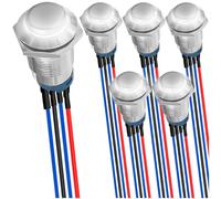 MKBKLLJY 6Pcs 12mm Latching White LED Push Button Switch DC 12V 3A Sliver Shell 1NO 1Normally SPST IP65 Waterproof Self-locking Round Metal Switch Stainless Steel Button with Pre-Wiring for Car Boat