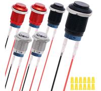 MKBKLLJY 6Pcs 12mm Self-Locking Push Button Switch,IP65 Waterproof,High Head,DC 12V 2A Stainless Steel Without LED with Locked Terminal Wires,WiringCap,For ships,cars,trucks,3Color(Silver/Black/Red)