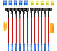 MKBKLLJY 6PCS 12V Car Add-a-Circuit Fuse Tap Adapter with 15A Mini 20A Micro2 Fuse Taps APM ATM APT ATR Blade Fuse Holder Fuse Puller Connector Automotive Fuse Kit for Car Truck Boat LED Strip