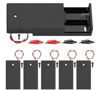 MKBKLLJY 6Pcs 2AA Battery Holder with Switch 2 x 1.5V AA Battery Holder Case with ON/OFF Switch Wire Leads and Mounting Screws Alligator Clips for DIY DC equipment Remote control Radio Flashlight