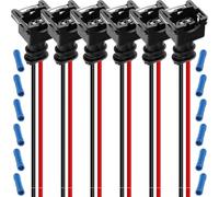 MKBKLLJY 6PCS Fuel Injector Connector EV1 OBD1 Female Plug Harness Pigtail Wiring Loom Clip Cut Splice 2-Wire Car Accessories Parts with BV2 Crimp Connectors for 0280150943, 0280150939, 0280150909