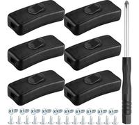 MKBKLLJY 6PCS Inline Cord Switch AC 250V 2A Appliance Switch Replacement Button Control Rocker ON OFF DPST with Cross Screwdriver Screw, for Bedroom Table Lamp Desk LED Lights OJ-318 Black