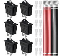 MKBKLLJY 6PCS Rocker Switch 2 Pins 2 Position ON/OFF AC 15A 250V /20A 125V SPST Black Non-Illuminated Mini Boat Rocker Toggle Switch QY603-101 12 PCS Terminal Wire Sheath (6.3mm/0.24inch)