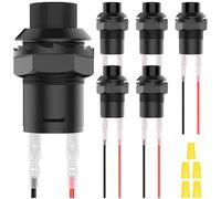 MKBKLLJY 6Pcs Self-locking Push Button Switch 12mm AC 250V/1.5A 125V/3A 2Pin Black Latching Round ON Off Switch with Terminal Wires and Wiring Cap for Car Boat Truck DIY Model PC Table Lamp