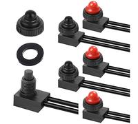 MKBKLLJY 6Pcs Waterproof Push Button Switch DC 12V 3A 6A ON/Off SPST Switch with wires for RV,Motorcycle,Car,Automotive,ATV,UTV electrical applications,2Color(Red/Black)