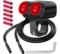 MKBKLLJY 7/8" Motorcycle Handlebar Switch Dual Push Button Waterproof Switches 12V ATV ON Off with Red LED Light, Crimp Connectors Hex Key for UTV Bike Scooters Headlight Hazard Brake (22mm)