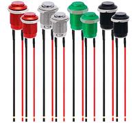 MKBKLLJY 8Pcs 12mm Momentary Push Button Switch,IP65 Waterproof,DC 12V 2A Stainless Steel 1 Normally 1 Open Without LED with Pre-soldered Wires 4Color(Silver/Black/Red/Green)