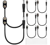 MKBKLLJY 8Pcs 9V Battery Connector Clip Power Cable Snap Jack Male Snap Clip Adapter Holder with 2.1mmx5.5mm Plastic Male I-Type DC Male Plug Converter and Cable Ties for Plug Arduino LED Strip