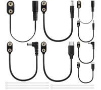 MKBKLLJY 8Pcs 9V Battery Connector Clip Power Cable Snap Jack Male Snap Clip Adapter Holder with I-Type TypeC and 2.1mm x 5.5mm Male I-Type DC Male Plug/DC Right Male Plug/DC Female Plug for Arduino