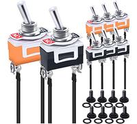 MKBKLLJY 8Pcs Heavy Duty Rocker Toggle DC 12V AC 15A 250V 20A 125V SPST 2Pin ON/Off Metal Bat Switch with Waterproof Boot Cap Cover & Terminal Wires for Car Auto Boat Marine,2Color(Red/Orange)