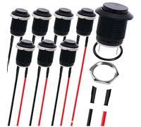 MKBKLLJY 8Pcs Momentary Push Button Switch Black Shell with pre-Wiring,IP65 Waterproof Push Button Switch,12mm DC 12V 2A Stainless Steel 1 Normally 1 Open Without LED for Car, Boat,RV