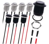 MKBKLLJY 8Pcs Momentary Push Button Switch Black/Silver Shell with pre-Wiring,IP65 Waterproof Push Button Switch,12mm DC 12V 2A Stainless Steel 1 Normally 1 Open Without LED for Car, Boat,RV