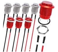 MKBKLLJY 8Pcs Momentary Push Button Switch Red/Silver Shell with pre-Wiring,IP65 Waterproof Push Button Switch,12mm DC 12V 2A Stainless Steel 1 Normally 1 Open Without LED for Car, Boat,RV