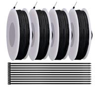 MKBKLLJY Black 26 Gauge Solid Wire 300V PVC Electrical Wire 26AWG Insulation Tinned Coated Copper Hook Up 16.4ft Each Wire Assortment with Cable Ties for Electronics DIY