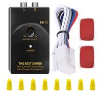 MKBKLLJY Car Audio Speaker Wire to RCA Line Output Converter 2 Channel High to Low Converter Stereo Adjustable Delay Function with Power Amplifier Control Wire with Wiring Cap Red Film Adhesive