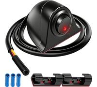 MKBKLLJY Car DIY Paste Type Rocker Switch Red LED Light Wired ON/Off DC 12V 16A Push Button with Cold Press Connector Self Adhesive Cable Clip for Motorcycle Auto Fog Driving Neon Light Bar (Black)