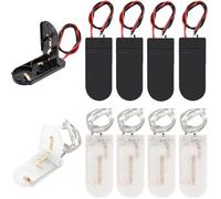 MKBKLLJY CR2032 Battery Holder 2 X 3V Coin Cell Holder with Wires 14.8cm/5.8inch Bare Wire Ends Slide Button ON/Off Switch Spring Clip Cell Storage Boxe Cover with Black/Transparent (10 Pcs)