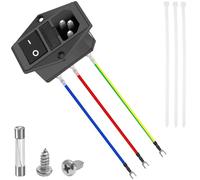 MKBKLLJY Inlet Module Plug Male Power Socket 3D Printer Arcade Power Switch 10A 250V AC Rocker Switch Adapter Power Connector 3 Pin AC-14-F16A with 18AWG Wiring 10A Fuse Sheath Screw Cable Ties
