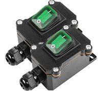 MKBKLLJY Inline Cord Box Waterproof Switch 1-Way Junction Box PG9 Cable Gland IP66 KCD4 Green LED Light Toggle 4-Pin 2-Position ON-OFF Self-Locking DPST DC 12V 20A