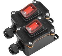 MKBKLLJY Inline Cord Box Waterproof Switch 1-Way Junction Box PG9 Cable Gland IP66 KCD4 Red LED Light Toggle 4-Pin 2-Position ON-OFF Self-Locking DPST DC12V 20A / 24V 10A