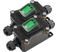 MKBKLLJY Inline Cord Box Waterproof Switch 2-Way Junction Box PG9 Cable Gland IP66 KCD4 Green LED Light Toggle 4-Pin 2-Position ON-OFF Self-Locking DPST AC/DC 20A 125V 16A 250V