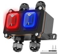 MKBKLLJY Inline Cord Switch DPST DC 12V 20A IP66 Waterproof Double Rocker Button Switches with LED Light 4 Pin 2 Position ON/Off Outdoor Waterproof Box Two-Side Entry and 4 Exit Line