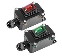 MKBKLLJY Inline Cord Switch DPST Waterproof On/Off Switch DC 12V 20A Red/Green Light One-Side Entry & Exit Line Single Hole IP68 KCD4 Start Stop Switch PG9 Terminal Electrical Outdoor