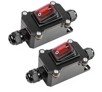 MKBKLLJY Inline Cord Switch DPST Waterproof On/Off Switch DC 12V 20A Red Light Two-Side Entry and Exit Line Double Holes IP68 KCD4 Start Stop Switch PG9 Terminal Electrical Outdoor