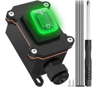 MKBKLLJY Inline Cord Switch IP66 Waterproof DC 12V 20A DPST Outdoor ON/Off Toggle Switch 4 Pin 2 Position with Green LED Rocker Button Screwdriver One-Side Entry and Exit Line
