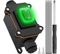 MKBKLLJY Inline Cord Switch IP66 Waterproof DC 12V 20A Outdoor ON/Off Toggle Switch 4 Pin 2 Position DPST with Green LED Rocker Button Screwdriver Two-Side Entry and Exit Line