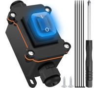 MKBKLLJY Inline Cord Switch IP66 Waterproof DC 12V 20A Outdoor ON/Off Toggle Switch 4 Pin 2 Position DPST with Blue LED Rocker Button Screwdriver Two-Side Entry and Exit Line