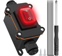 MKBKLLJY Inline Cord Switch IP66 Waterproof DC 12V 20A Outdoor ON/Off Toggle Switch 4 Pin 2 Position DPST with Red LED Rocker Button Screwdriver Two-Side Entry and Exit Line