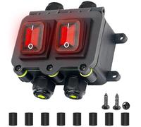 MKBKLLJY IP68 Waterproof Inline Cord Switch DPST DC 12V 20A 4 Pin 2 Position Toggle Switch Outdoor Waterproof Box Two Side Entry And Exit Line ON/OFF With Red Light KCD4 Screws Heat Shrink Tubing