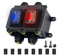MKBKLLJY IP68 Waterproof Inline Cord Switch DPST DC 12V 20A 4 Pin 2 Position Toggle Switch Outdoor Waterproof Box Two Side Entry And Exit Line ON/OFF With Screw Feet KCD4 Screws Heat Shrink Tubing