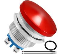 MKBKLLJY Momentary 22mm Mushroom Head Push Button Switch DC 12V 3A AC 110V 5A SPST IP65 Waterproof Metal Shell 7/8'' Domed with Terminal Wires, for Car Boat Truck Dryer (Red)