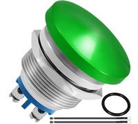 MKBKLLJY Momentary 22mm Mushroom Head Push Button Switch DC 12V 3A AC 110V 5A SPST IP65 Waterproof Metal Shell 7/8'' Domed with Terminal Wires, for Car Boat Truck Dryer (Green)