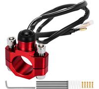 MKBKLLJY Motorcycle Engine Switch Button Stop Start Kill with 22mm Handlebar Mounting Backplate Universal with Bullet Wire Connectors, Cable Ties, Hex Wrench, for CNC Dirt Pit Bike Scooter (Red)