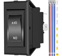 MKBKLLJY (ON) OFF (ON) Switch DC 12V-24V 20A / AC 250V 15A 4 Pins Momentary DPST RV Power Jack Rocker Switch Replacement Parts with Terminal Sheath Wiring Cap, for Car Auto Boat Trailers Camper