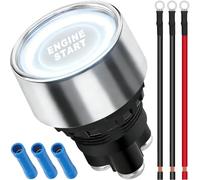 MKBKLLJY Push Start Ignition Switch 12V-24V/50A ON-OFF SPST White LED Car Momentary Engine Starter Stop Button Switch with Terminal Wire Cold Pressed Connector for Marine Vehicle Truck RV Boat ATV