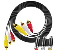 MKBKLLJY RCA Cables 3 RCA Cable Audio Video Components AV Male to Male Cable with Coupler for Home Theater Amp Stereo Systems DVD TV VCR Yellow/White/Red Connectors 8.5ft