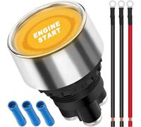 MKBKLLJY Start Engine Push Button Ignition Switch 12V 24V/50A Momentary SPST Yellow LED Car Starter Stop ON-OFF with Terminal Wire Cold Pressed Connector for Marine Vehicle Racing Truck RV Boat ATV